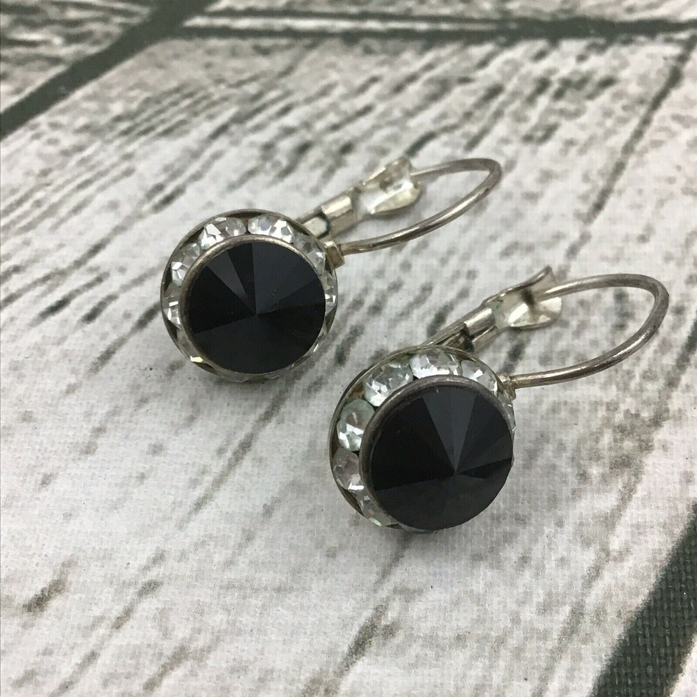 Faux Onyx Sparkling Rhinestone Earrings‎ Womens Fashion Jewelry